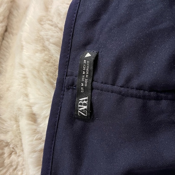 Navy blue mesh layer ruched stretch bodysuit top from Zara, fully lined - Picture 2 of 7